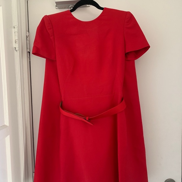 Alexander McQueen Cape Red Wool & Silk Mini Dress - Picture 3 of 8